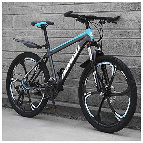 Mountain Bike : Cxmm 26 inch Men's Mountain Bikes, High-Carbon Steel Hardtail Mountain Bike, Mountain Bicycle with Front Suspension Adjustable Seat, 21 Speed, White 3 Spoke, 27 Speed, Cyan 6 Spoke