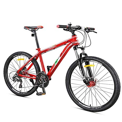 Mountain Bike : Cxmm 27-Speed Mountain Bikes, Front Suspension Hardtail Mountain Bike, Adult Women Mens All Terrain Bicycle with Dual Disc Brake, Red, 24 inch, Red, 26Inch