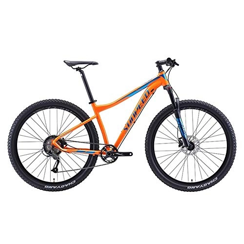 Mountain Bike : Cxmm 9 Speed Mountain Bikes, Aluminum Frame Men's Bicycle with Front Suspension, Unisex Hardtail Mountain Bike, All Terrain Mountain Bike, Blue, 27.5Inch, Orange, 27.5Inch