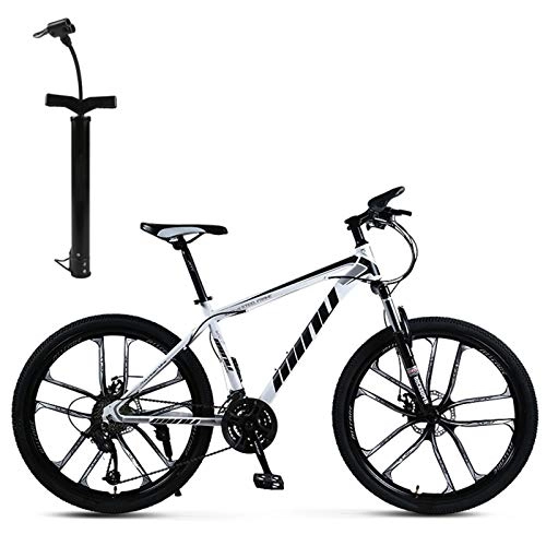Mountain Bike : CXQ 26 Inch Adult Mountain Bike, off-road Speed Bike, 30 Speed Men and Women Speed Integral Wheel Bicycle Double Shock Racing for Outdoor Riding to and from Get off Work, White black