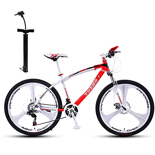 Mountain Bike : CXQ Mountain Bike 24 Inch Bike, All-terrain Bicycle 30-speed Dual-shock Disc Brakes Adjustable Seat Variable Speed Bikes for Male and Female Students Riding, Red