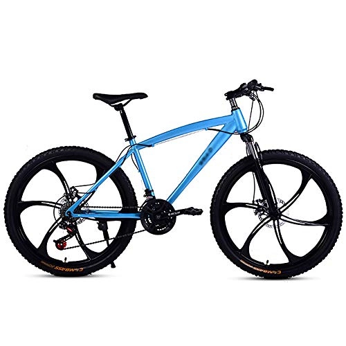 Mountain Bike : CXSMKP Mountain Bike for Adult, 21 Speed 26 Inch Lightweight Mountain Bikes Dual Disc Brakes Suspension Fork with Hydraulic Damping Wheel, 4Colour Option, Blue, 6