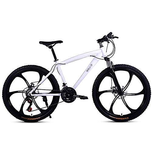Mountain Bike : CXSMKP Mountain Bike for Adult, 21 Speed 26 Inch Lightweight Mountain Bikes Dual Disc Brakes Suspension Fork with Hydraulic Damping Wheel, 4Colour Option, White, 6
