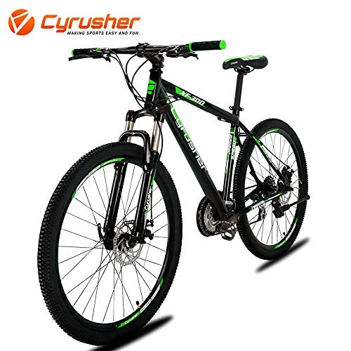 Mountain Bike : Cyrusher XF300 Mountain Bike 24 Speeds Mens Hard-tail Mountain Bike 27.5' Tire and 19 Inch Aluminum Alloy Frame Fork Suspension with Lockout Bicycle Mechanical Dual Disc Brake(Black-green)