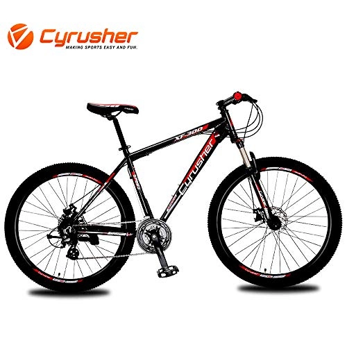 Mountain Bike : Cyrusher XF300 Mountain Bike 24 Speeds Mens Hard-tail Mountain Bike 27.5' Tire and 19 Inch Aluminum Alloy Frame Fork Suspension with Lockout Bicycle Mechanical Dual Disc Brake(Black-red)