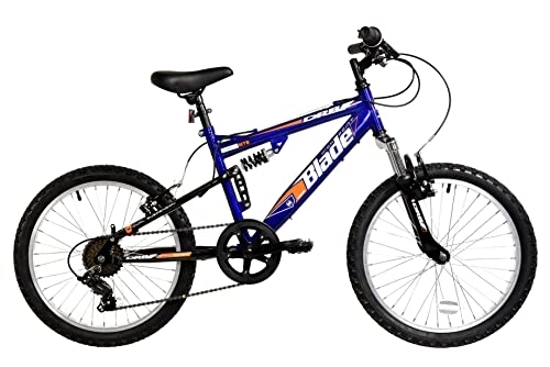 Mountain Bike : Dallingridge Blade Junior Full Sus Mountain Bike, 20" Wheel, 6 Speed - Metallic Royal Blue