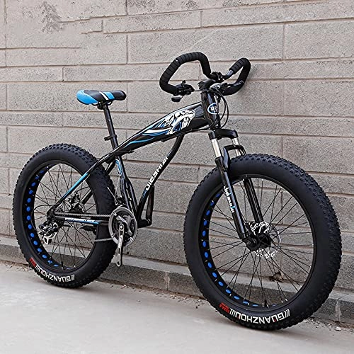 Mountain Bike : DANYCU Mens Mountain Bike 26 Inch Thick Wheels, Beach Snow All Terrain Bicycle with High-carbon Steel Frame / Dual Disc Brake / Suspension Fork, Fat Tire Bikes, blue, 7 speed