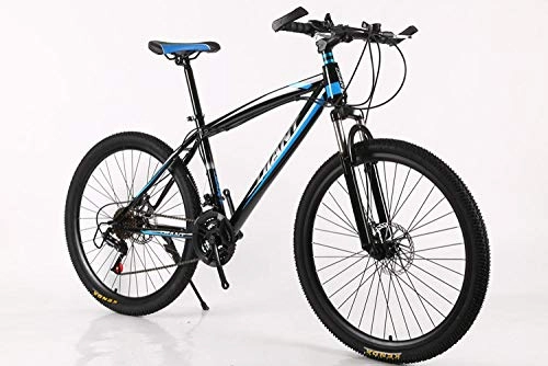 Mountain Bike : DASLING 7-Speed Shift Mountain Bike 26 Inch Shock Absorption Disc Brake Student, Black Blue