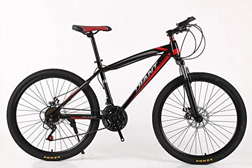 Mountain Bike : DASLING 7-Speed Shift Mountain Bike 26 Inch Shock Absorption Student, Black Red