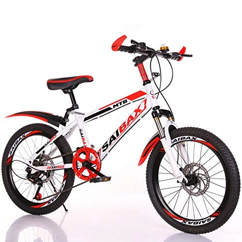 Mountain Bike : DDSGG Mountain Bike 22 Inch Wheels 7-Speed Front And Rear Disc Brakes Bicycle Shock Absorber Non-Slip Bicycle Suitable for Adults Or Teenagers, white red