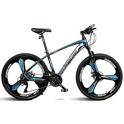 Mountain Bike : DelongKe Mountain Bike, Mens Womens Mountain Bikes, High-Carbon Steel Frame, Dual Disc Brake Mountain Bike, All Terrain Bicycle, Anti-Slip Bikes, 26 Inch30 Speed, Blue, B