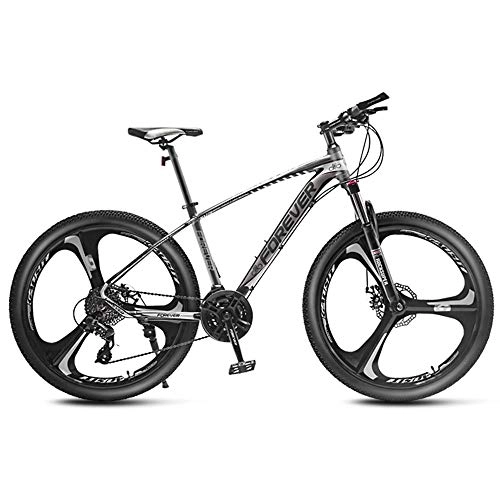 Mountain Bike : DelongKe Mountain Bike, Mens Womens Mountain Bikes, High-Carbon Steel Frame, Dual Disc Brake Mountain Bike, All Terrain Bicycle, Anti-Slip Bikes, 27.5 Inch 33 Speed, White, C