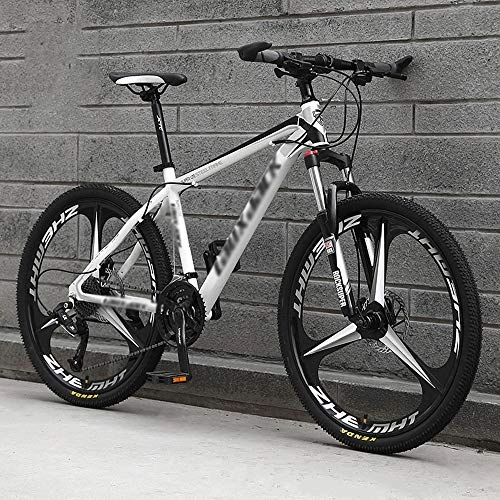 Mountain Bike : DFEIL White 26 Inch Cross-country Mountain Bike, High-carbon Steel Hardtail Mountain Bike, Mountain Bicycle With Front Suspension Adjustable Seat (Color : 21 speed)