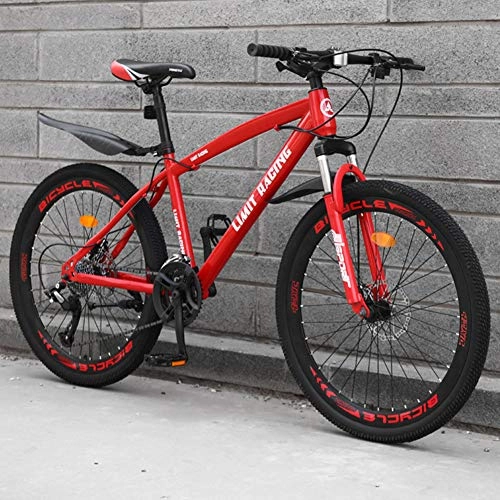 Mountain Bike : DFSSD Adult Mountain Bike, Outdoors Sport Hardtail Mountain Bikes Road Bikes, Double Disc Brake Country Gearshift Bicycle, Red 27 speed, 24 inches
