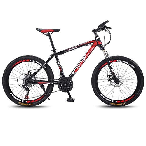 Mountain Bike : DGAGD 24 inch bicycle mountain bike adult variable speed light bicycle 40 cutter wheels-Black red_21 speed