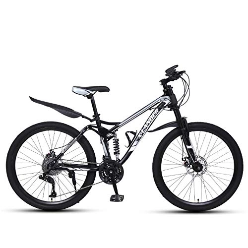Mountain Bike : DGAGD 24 inch downhill soft tail mountain bike variable speed male and female spoke wheel mountain bike-Black and silver_24 speed