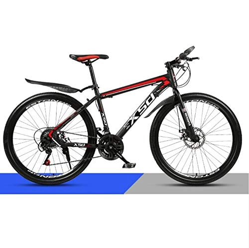 Mountain Bike : DGAGD 24 inch mountain bike adult male and female variable speed light road racing spoke wheel-Black red_21 speed