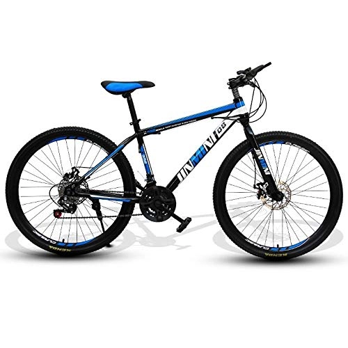 Mountain Bike : DGAGD 24 inch mountain bike adult male and female variable speed travel bicycle spoke wheel-Black blue_21 speed