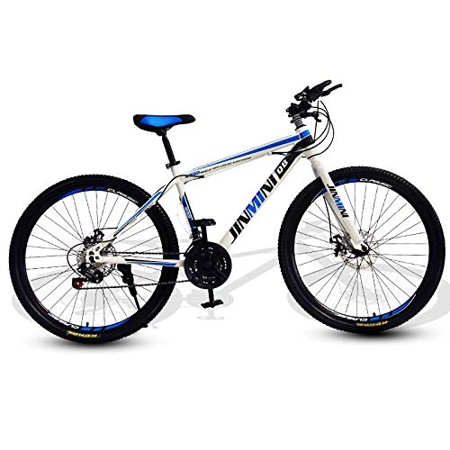Mountain Bike : DGAGD 24 inch mountain bike adult male and female variable speed travel bicycle spoke wheel-White blue_21 speed