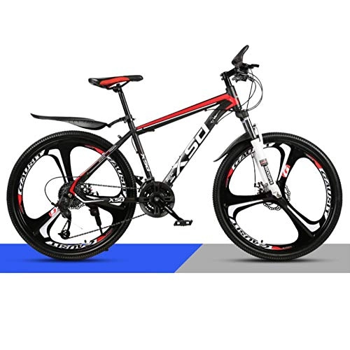 Mountain Bike : DGAGD 24 inch mountain bike adult men and women variable speed light road racing three-knife wheel No. 1-Black red_21 speed