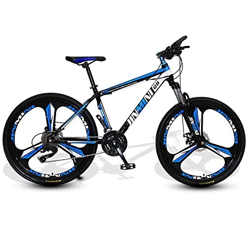 Mountain Bike : DGAGD 24 inch mountain bike adult men and women variable speed transportation bicycle three-knife wheel-Black blue_21 speed