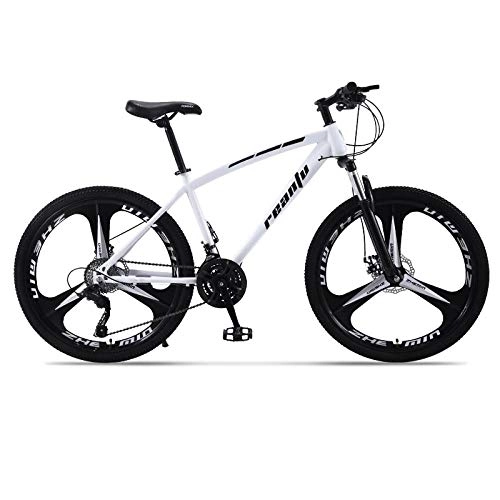 Mountain Bike : DGAGD 24 inch mountain bike adult tri-pitch one-wheel variable speed dual-disc bicycle-White black_30 speed