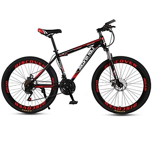 Mountain Bike : DGAGD 24 inch mountain bike adult variable speed dual disc brake aluminum alloy bicycle 40 cutter wheels-Black red_27 speed
