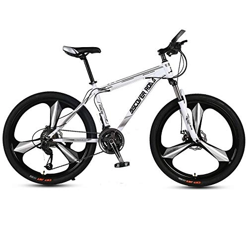 Mountain Bike : DGAGD 24 inch mountain bike adult variable speed dual disc brake aluminum alloy bicycle tri-knife wheel-white_24 speed