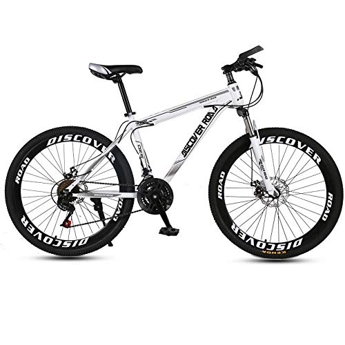 Mountain Bike : DGAGD 24 inch mountain bike bicycle adult variable speed dual disc brake high carbon steel bicycle 40 cutter wheels-white_21 speed