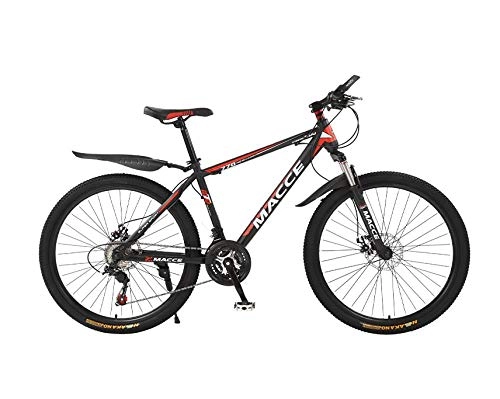 Mountain Bike : DGAGD 24 inch mountain bike bicycle male and female adult variable speed spoke wheel shock absorbing bicycle-Black red_24 speed