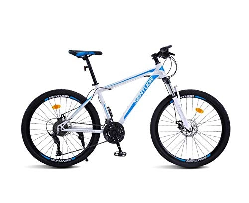 Mountain Bike : DGAGD 24 inch mountain bike cross-country variable speed racing light bicycle 40 cutter wheels-White blue_21 speed