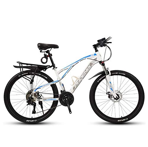 Mountain Bike : DGAGD 24-inch mountain bike geared into spokes wheels for young bicycles-White blue_27 speed