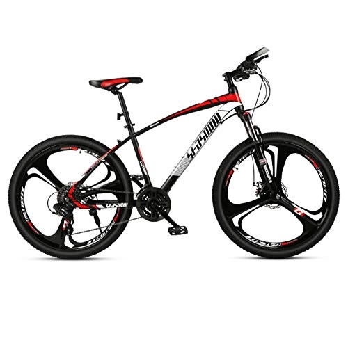 Mountain Bike : DGAGD 24 inch mountain bike male and female adult super light bicycle spoke three-knife wheel No. 2-Black red_30 speed