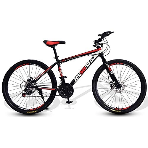 Mountain Bike : DGAGD 26 inch mountain bike adult male and female variable speed travel bicycle spoke wheel-Black red_21 speed