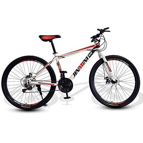 Mountain Bike : DGAGD 26 inch mountain bike adult male and female variable speed travel bicycle spoke wheel-White Red_21 speed
