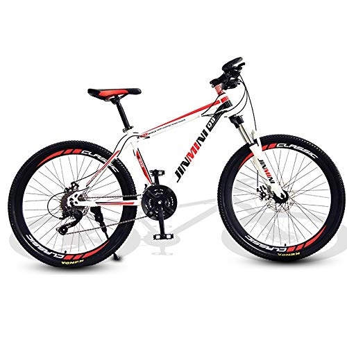 Mountain Bike : DGAGD 26 inch mountain bike adult men and women variable speed mobility bicycle 40 cutter wheels-White Red_21 speed