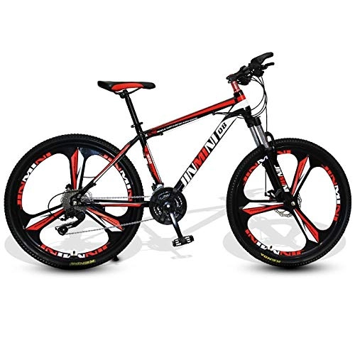 Mountain Bike : DGAGD 26 inch mountain bike adult men's and women's variable speed travel bicycle three-knife wheel-Black red_21 speed