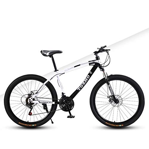 Mountain Bike : DGAGD 26 inch mountain bike adult variable speed damping bicycle off-road dual disc brake spoke wheel bicycle-White black_27 speed