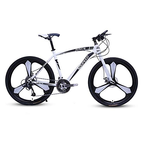 Mountain Bike : DGAGD 26 inch mountain bike bicycle adult lightweight road variable speed bicycle tri-cutter-White black_21 speed