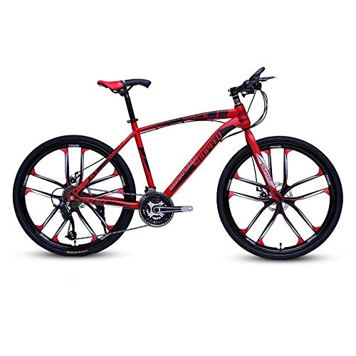 Mountain Bike : DGAGD 26 inch mountain bike bicycle adult portable road variable speed bicycle ten cutter wheels-Black red_27 speed