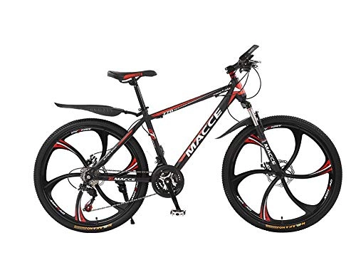 Mountain Bike : DGAGD 26 inch mountain bike bicycle male and female adult variable speed six-wheel shock-absorbing bicycle-Black red_21 speed