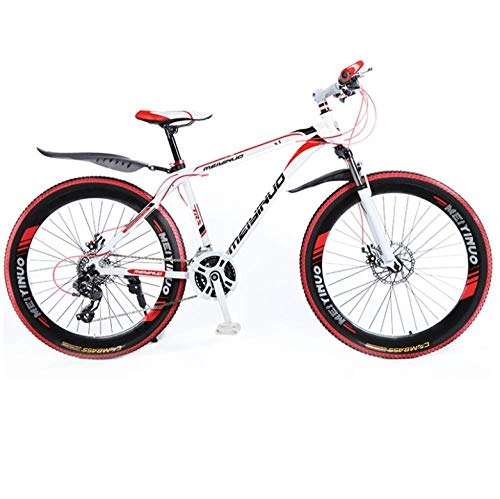 Mountain Bike : DGAGD 26 inch mountain bike bicycle male and female variable speed urban aluminum alloy bicycle 40 cutter wheels-White Red_21 speed
