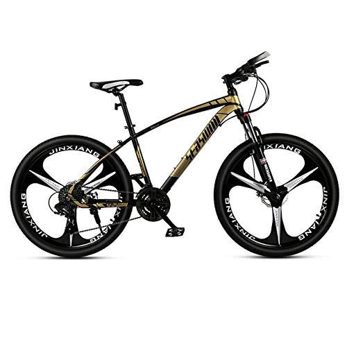 Mountain Bike : DGAGD 26-inch mountain bike male and female adult super light bicycle spoke three-knife wheel No. 1-black gold_30 speed