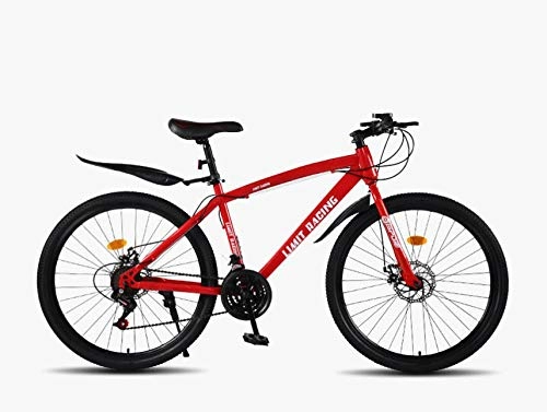 Mountain Bike : DGAGD 26 inch mountain bike variable speed adult double disc brake bicycle spoke wheel-red_30 speed