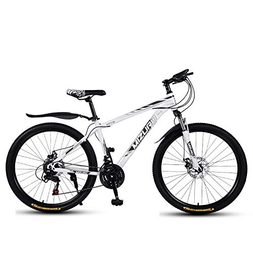Mountain Bike : DGAGD 26 inch mountain bike variable speed bicycle light racing spoke wheel-White black_21 speed