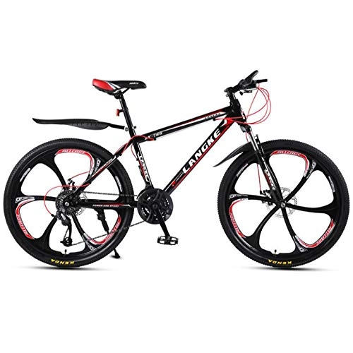Mountain Bike : DGAGD 26 inch mountain bike variable speed male and female mobility six-wheel bicycle-Black red_21 speed