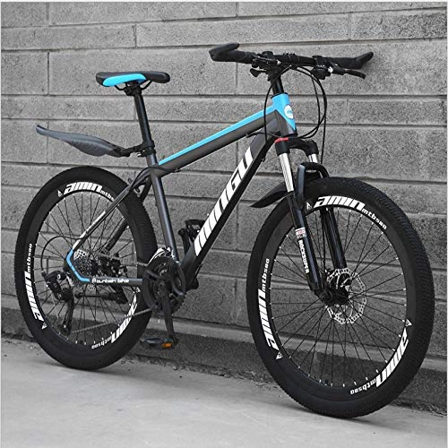 Mountain Bike : DGAGD 26 inch mountain bike variable speed off-road shock-absorbing bicycle light road racing 40 cutter wheels-Black blue_21 speed