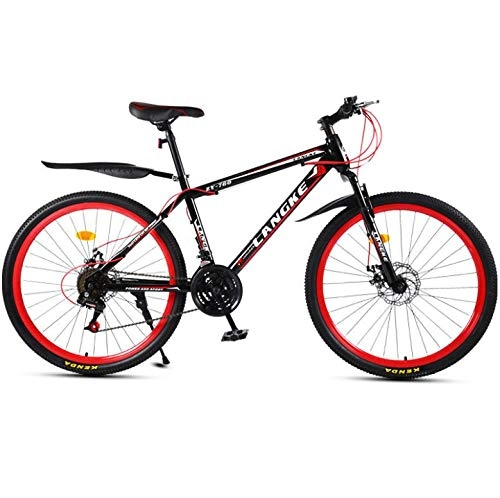 Mountain Bike : DGAGD 26 inch mountain bike with variable speed spoke wheel for men and women-Black red_24 speed