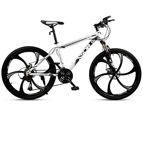 Mountain Bike : DGAGD Snow bike big tire 4.0 thick and wide 24 inch disc brake mountain bike six cutter wheels-White black_24 speed