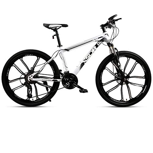 Mountain Bike : DGAGD Snow bike big tire 4.0 thick and wide 26 inch disc brake mountain bike ten cutter wheels-White black_21 speed